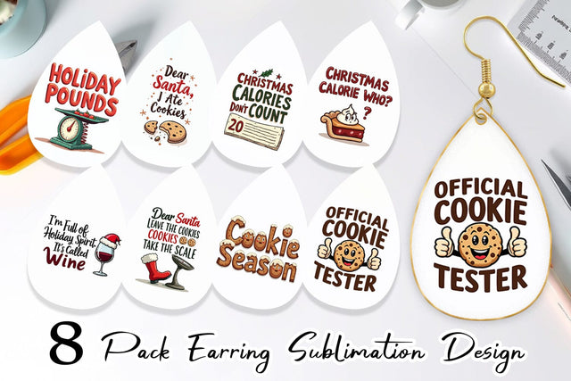 Earring Christmas Diet Dropout Quotes Sublimation artnoy 