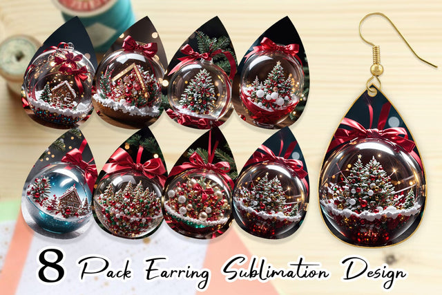 Earring Christmas Glass Ball Sublimation artnoy 