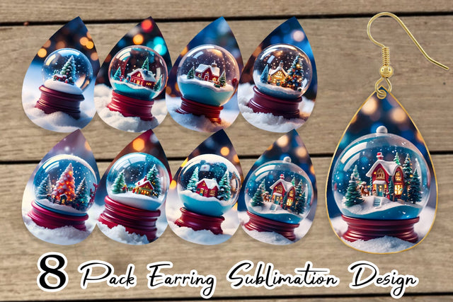 Earring Christmas Globe Sublimation artnoy 