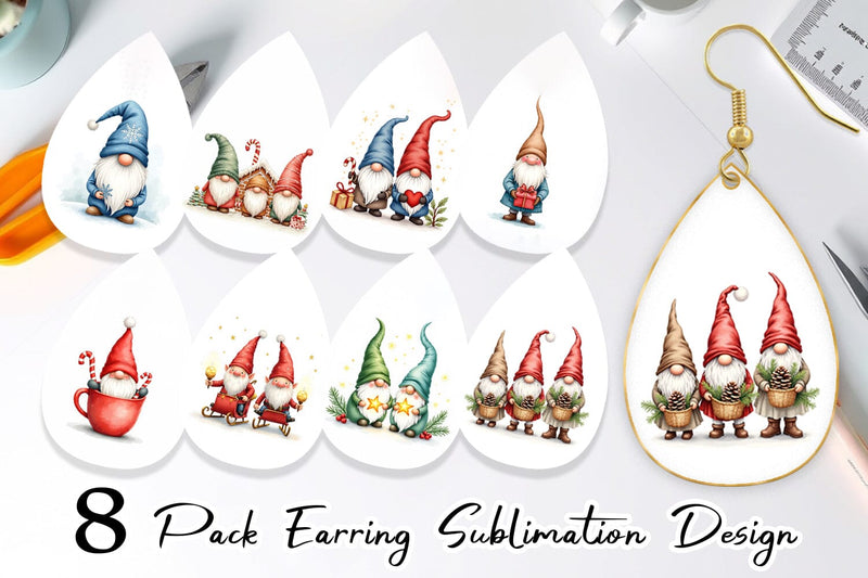 Earring Christmas Gnome Sublimation artnoy 
