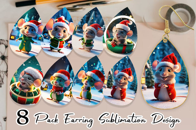 Earring Christmas Mouse Sublimation artnoy 
