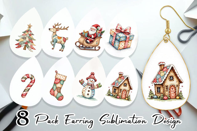 Earring Christmas Patchwork Wonder Sublimation artnoy 