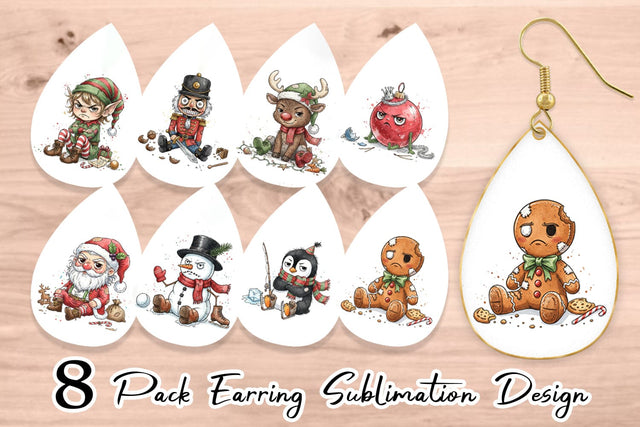 Earring Christmas Sarcastic Character Sublimation artnoy 
