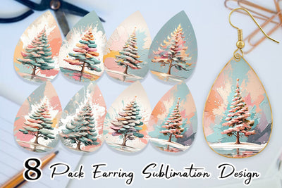 Earring Christmas Tree Sublimation artnoy 