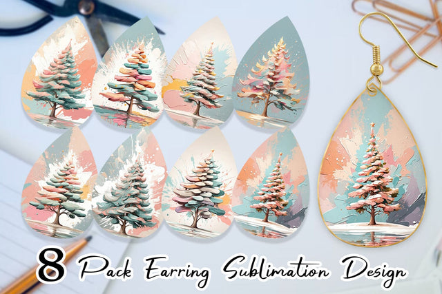 Earring Christmas Tree Sublimation artnoy 