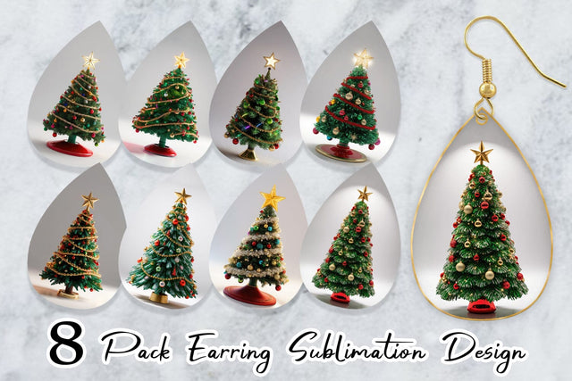 Earring Christmas Tree Sublimation artnoy 