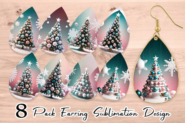 Earring Christmas Tree Sublimation artnoy 