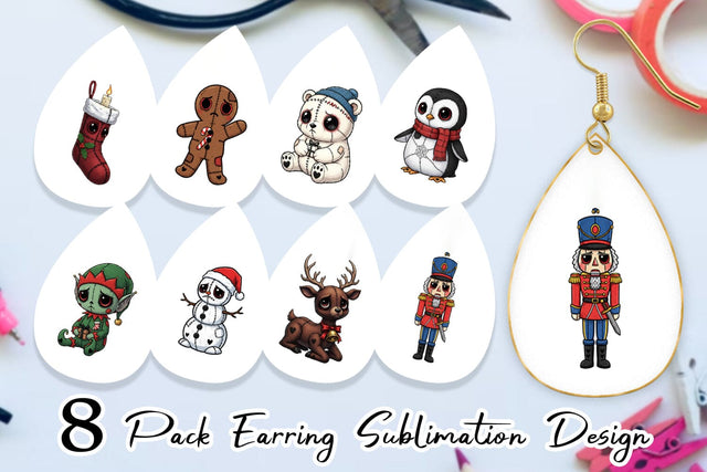Earring Christmas Voodoo Doll Characters Sublimation artnoy 