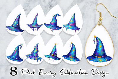 Earring Chrome Star Witch Hat Sublimation artnoy 
