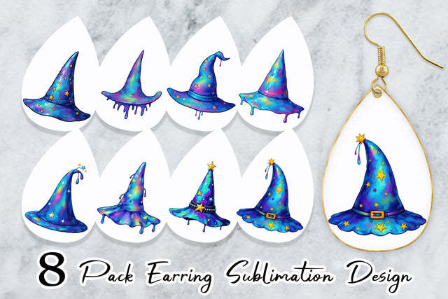 Earring Chrome Star Witch Hat Sublimation artnoy 