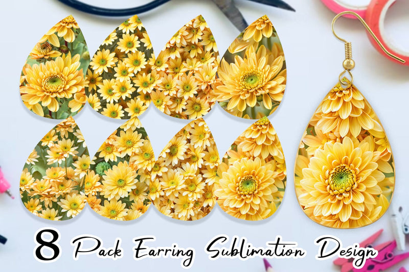 Earring Chrysanthemum Pattern Sublimation artnoy 