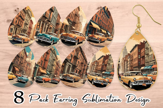 Earring Classic Car Sublimation artnoy 