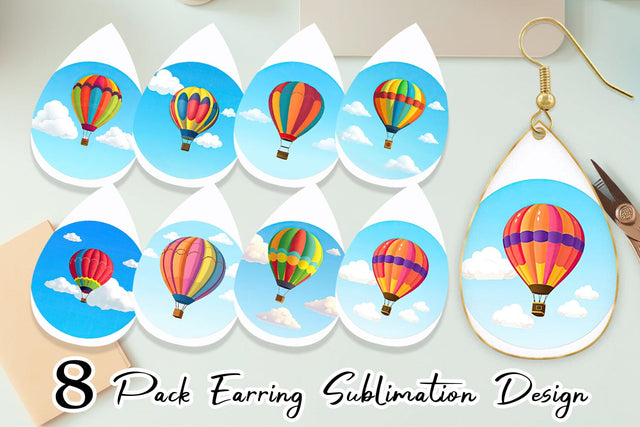 Earring Classic Hot Air Balloon Sublimation artnoy 