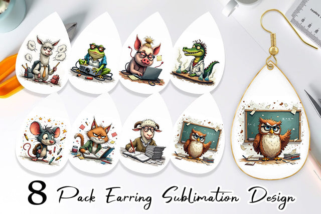 Earring Classroom Chaos Critters Sublimation artnoy 