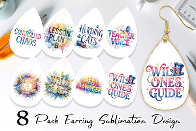 Earring Classroom Chaos Quotes Sublimation artnoy 