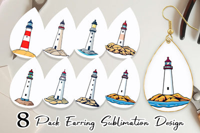 Earring Cliff Lighthouse Sublimation artnoy 