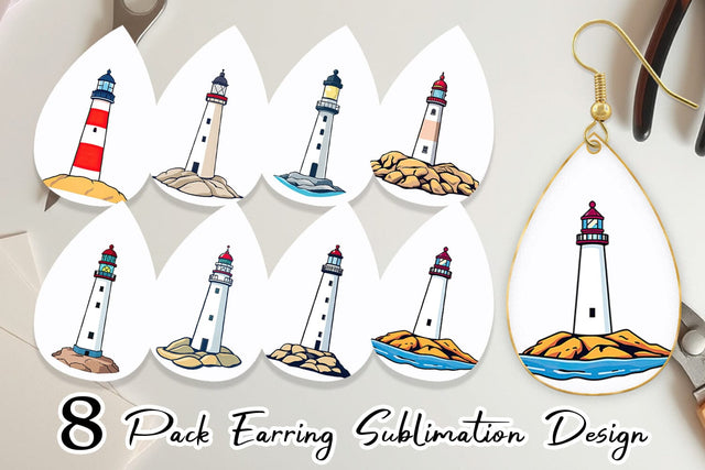 Earring Cliff Lighthouse Sublimation artnoy 