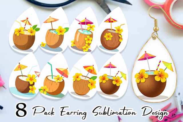 Earring Coconut Drink Sublimation artnoy 