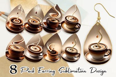 Earring Coffee Cup Sublimation artnoy 