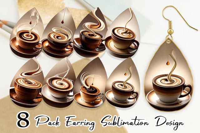 Earring Coffee Cup Sublimation artnoy 