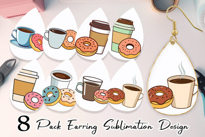 Earring Coffee Donut Sublimation artnoy 