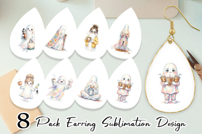 Earring Coffee Lover Mom Ghost Sublimation artnoy 