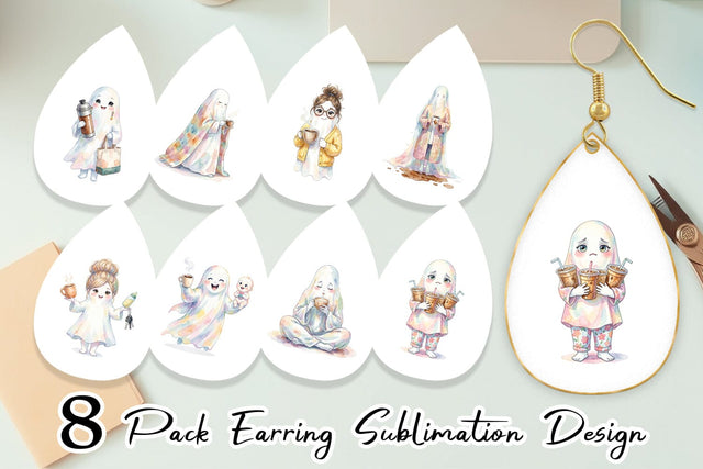Earring Coffee Lover Mom Ghost Sublimation artnoy 