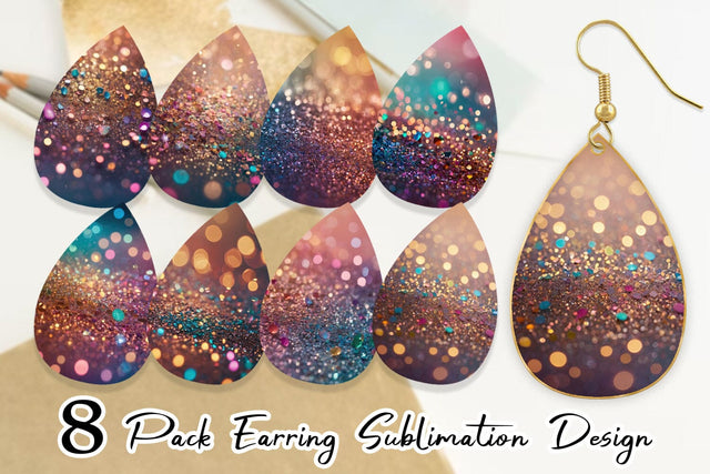 Earring Colorful Glitter Bokeh Sublimation artnoy 