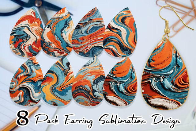 Earring Colorful Marble Sublimation artnoy 
