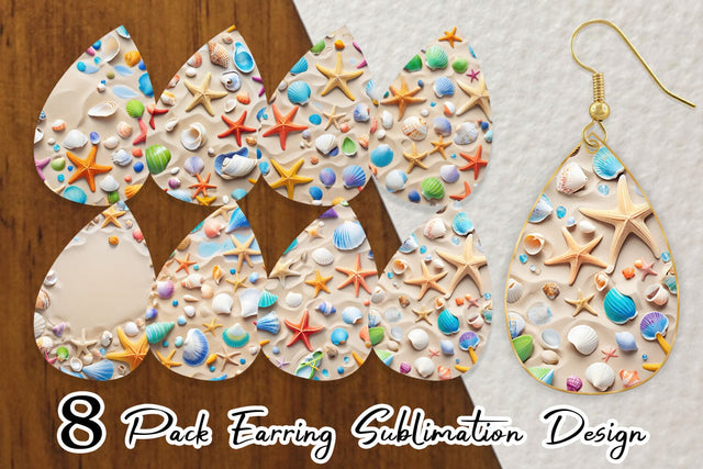 Earring Colorful Seashells Sublimation artnoy 