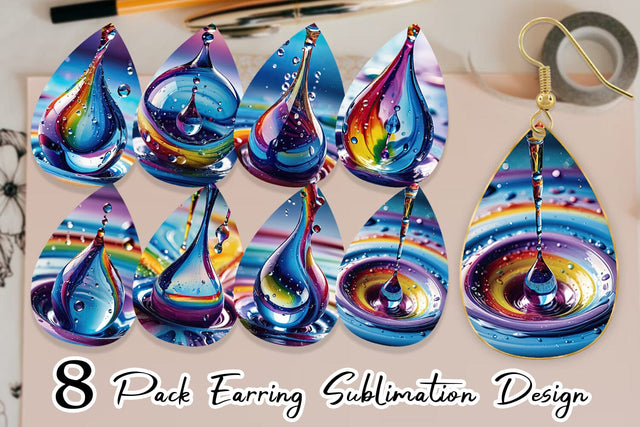 Earring Colorful Water Drops Sublimation artnoy 