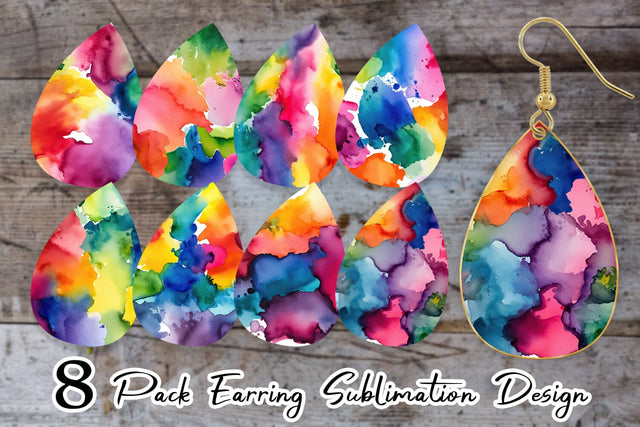 Earring Colorful Watercolor Sublimation artnoy 