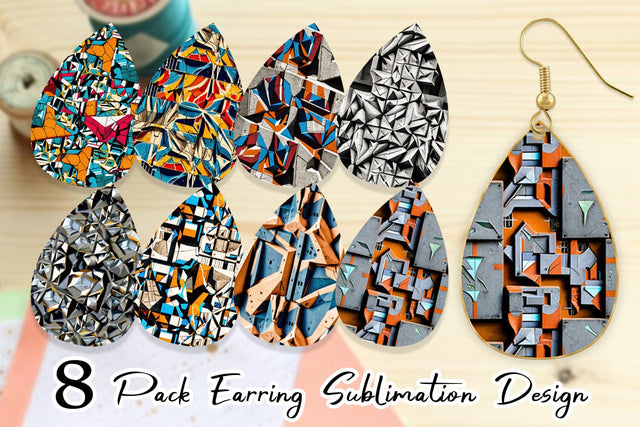 Earring Concrete Wall Pattern Sublimation artnoy 