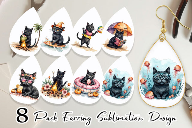 Earring Cool Cat Summerween Sublimation artnoy 