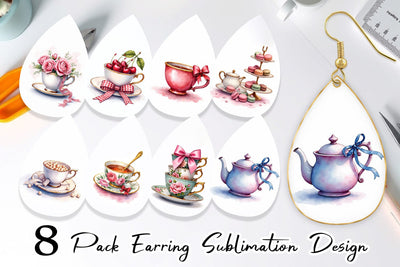 Earring Coquette Teacups Sublimation artnoy 