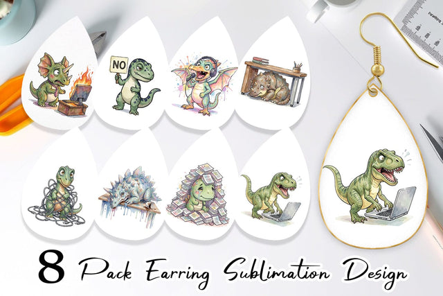 Earring Corporate Burnout Dino Sublimation artnoy 