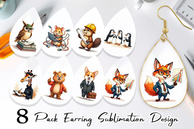 Earring Corporate Critters Watercolor Sublimation artnoy 