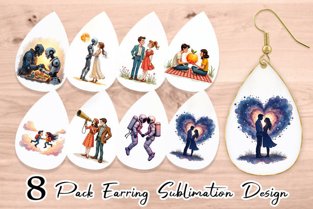 Earring Cosmic Lovers Retro-Futuristic Romance Sublimation artnoy 