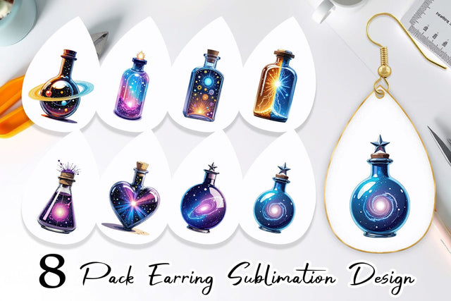 Earring Cosmic Potion Bottles Sublimation artnoy 