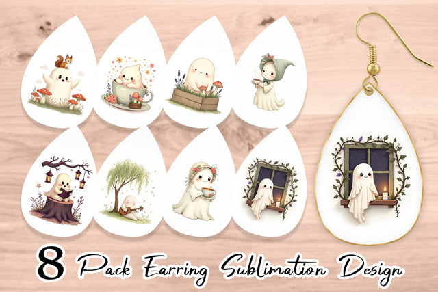 Earring Cottagecore Ghosties Sublimation artnoy 
