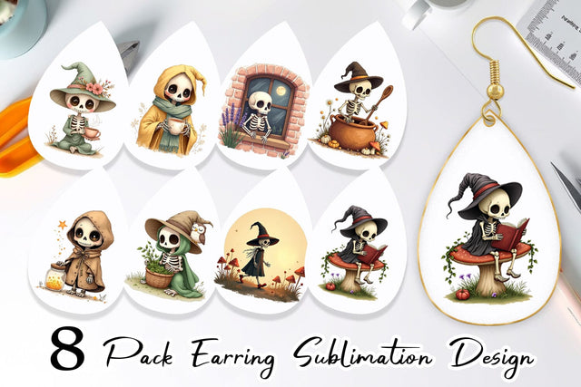 Earring Cottagecore Witch Skeleton Sublimation artnoy 
