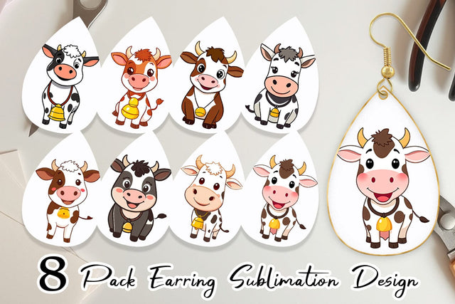 Earring Cow with Bell Sublimation artnoy 