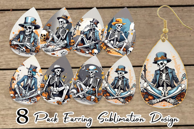Earring Cowboy Skeleton Sublimation artnoy 