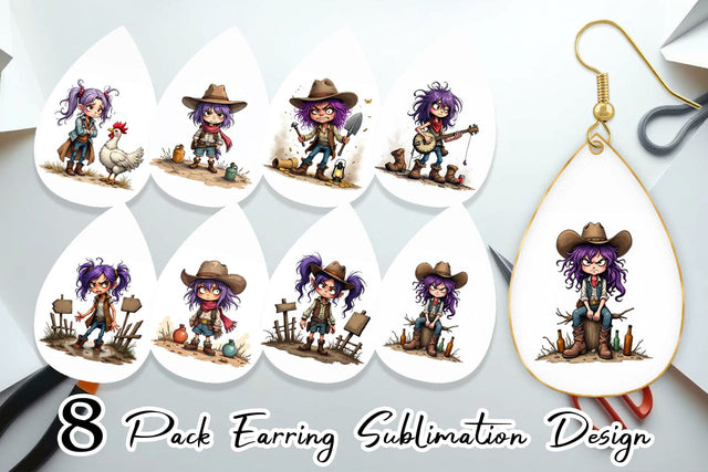 Earring Cowgirl Chaos Sublimation artnoy 