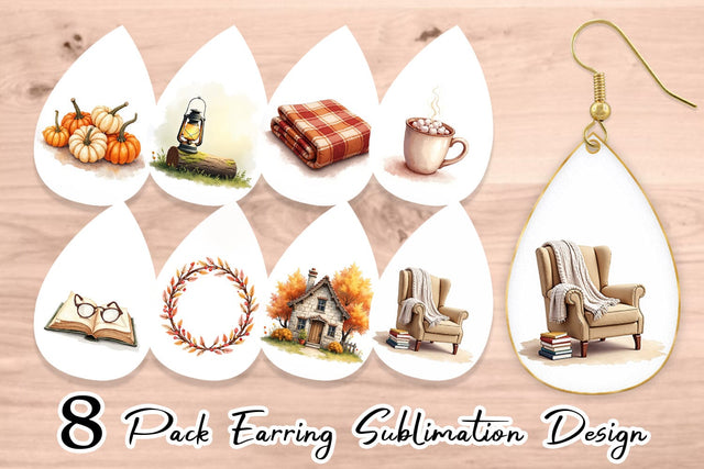 Earring Cozy Autumn Cottage Sublimation artnoy 
