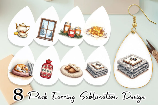 Earring Cozy Christmas Sublimation artnoy 