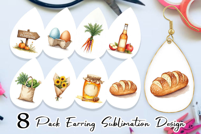 Earring Cozy Fall Farmers Market Sublimation artnoy 