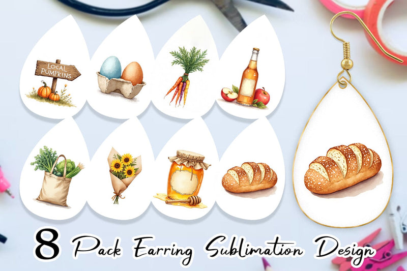 Earring Cozy Fall Farmers Market Sublimation artnoy 