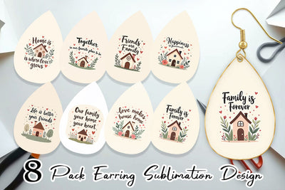 Earring Cozy Family and Friends Quotes Sublimation artnoy 