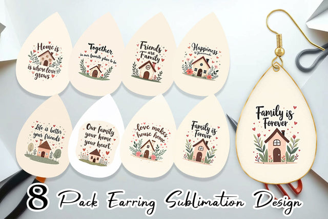 Earring Cozy Family and Friends Quotes Sublimation artnoy 